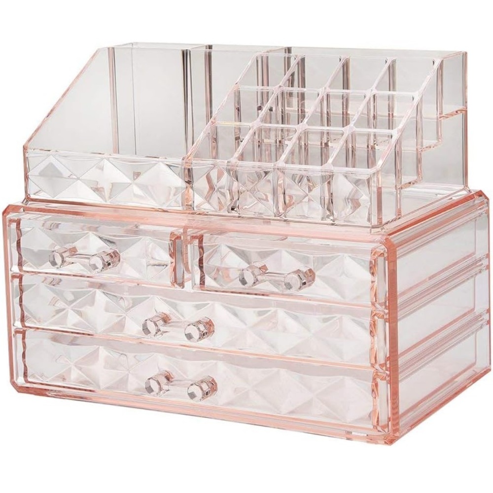 Diamond pattern makeup jewelry organizer